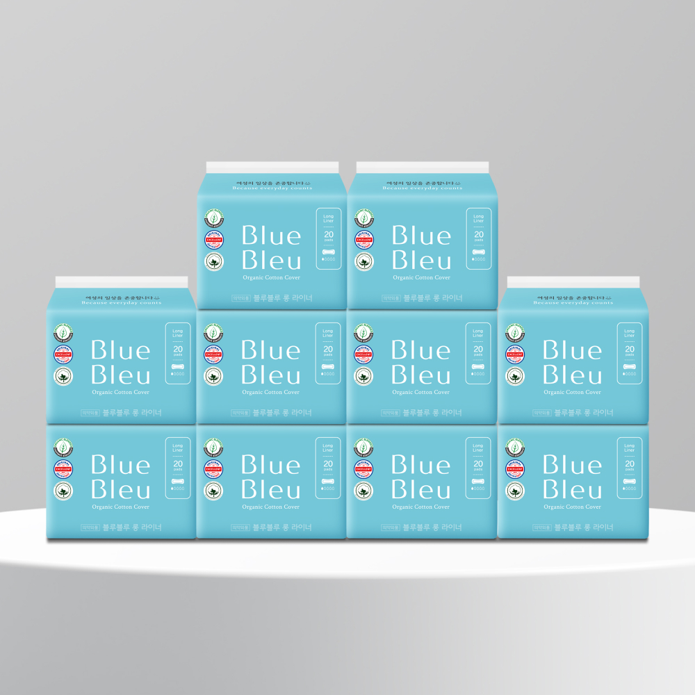 [10팩 세트]블루블루 유기농 순면커버 롱 라이너 생리대 (20p) - 상품 이미지
