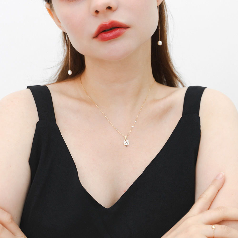 14k 크로바 목걸이 연장줄 크로버 목걸이 클로바 목걸이 클로버 로즈 골드 - 상세 이미지 4