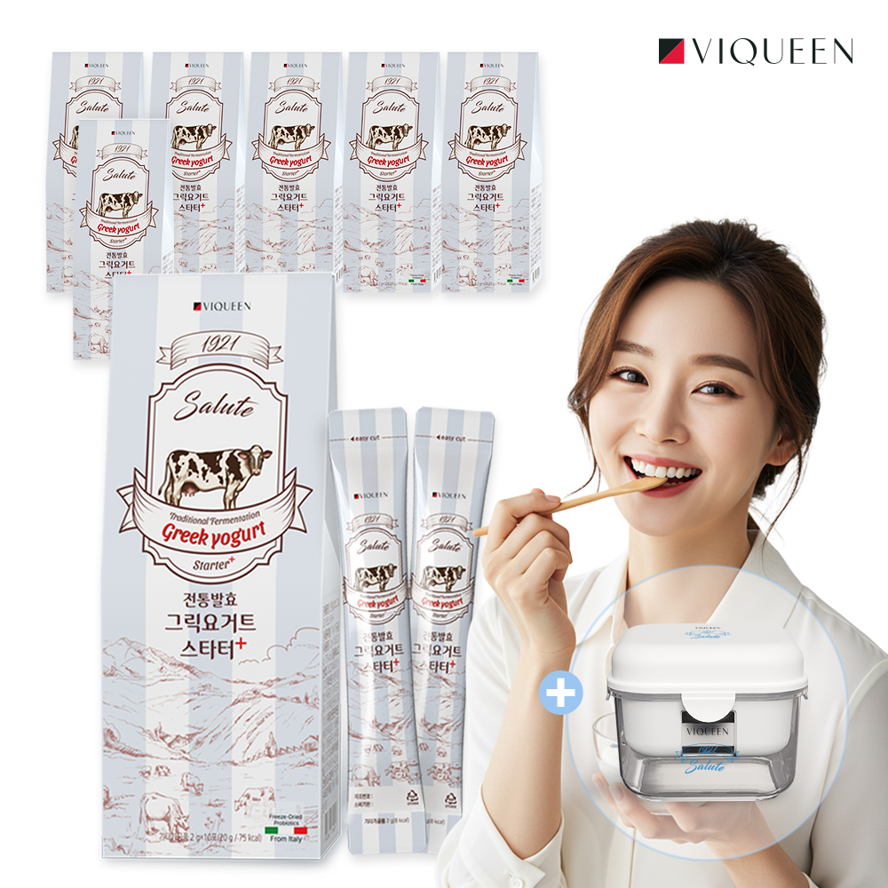바이퀸 1921살루트 전통발효 그릭요거트스타터 플러스 1박스(10포) 20g, 7개