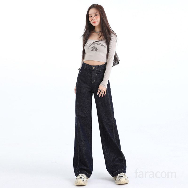 여름 기장선택 하이웨스트 와이드 팬츠 생지 데님 롱  Y2K 스트릿 데일리룩 6232 - 상세 이미지 4