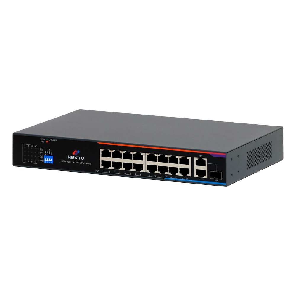 16포트 100M POE스위칭허브 (총 용량200W) +2 RJ45/ 1SFP 업링크 콤보포트 / AC전원공급 NEXT POE318SFP-TP - 상세 이미지 2