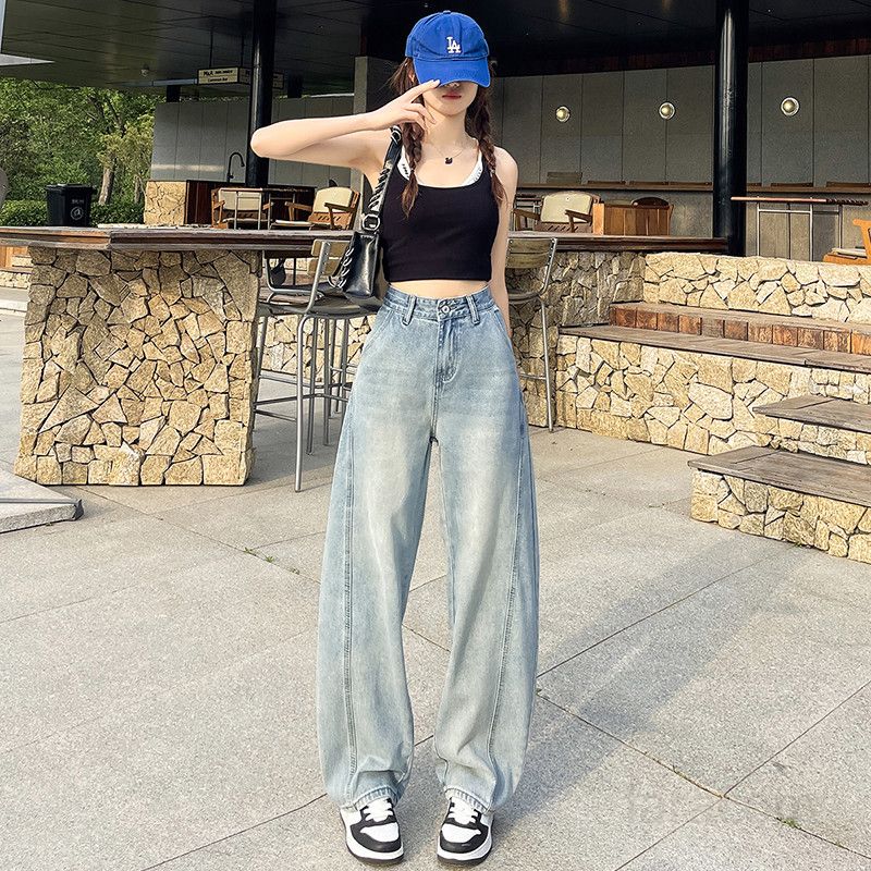 봄 여름 기장선택 하이웨스트 와이드 팬츠 벌룬핏 가벼운 롱  레트로 Y2K 데일리룩 1366 - 상세 이미지 3