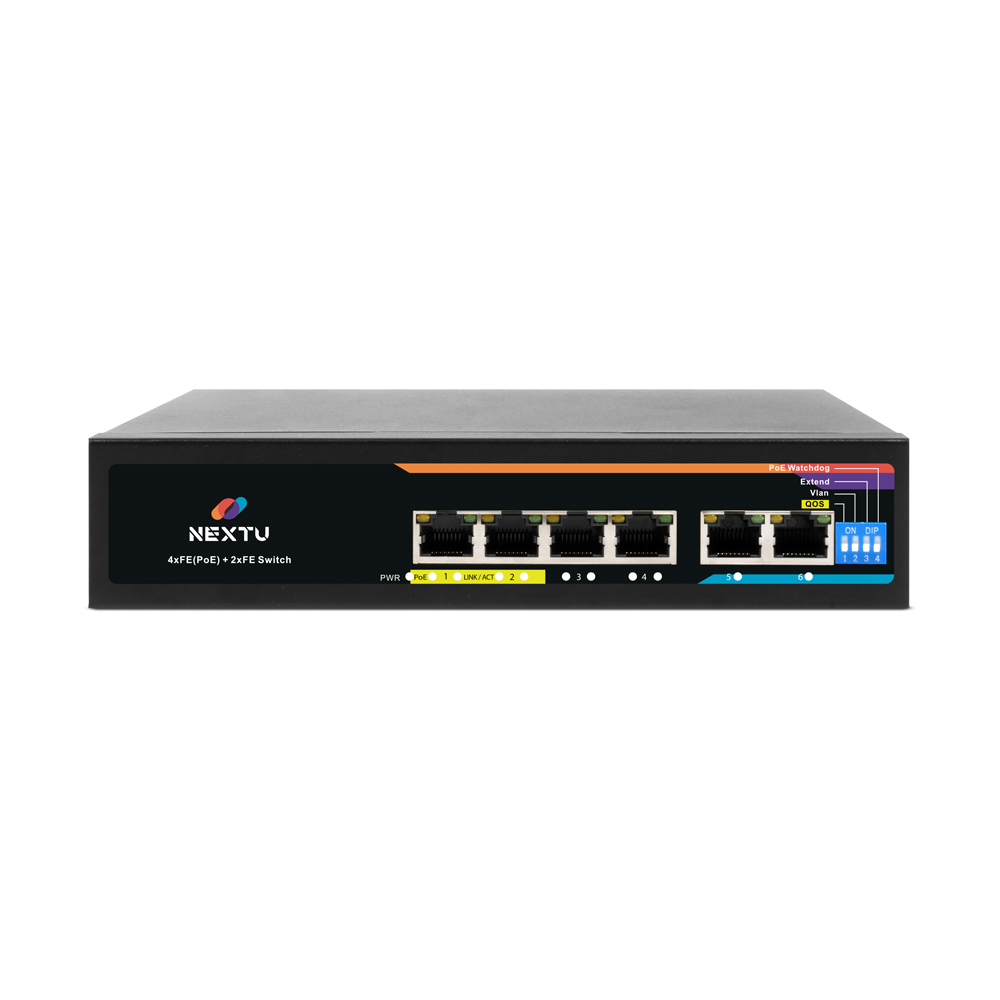 4+2포트 100Mbps POE+ 스위치허브 NEXT POE706EF - 상품 이미지