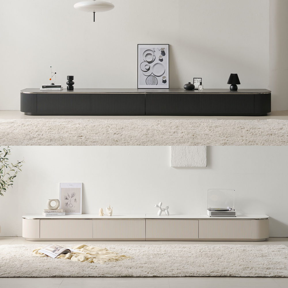 낮은 세라믹거실장 100인치 템바보드 폭넓은 TV거실장 티비다이 3200, 화이트