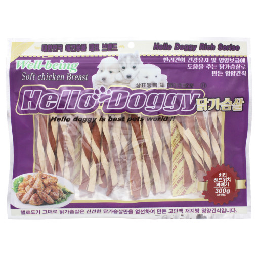 헬로도기 강아지건조간식 사사미 애견 대용량강아지간식 치킨샌드위치, 300g, 1개 - 상품 이미지