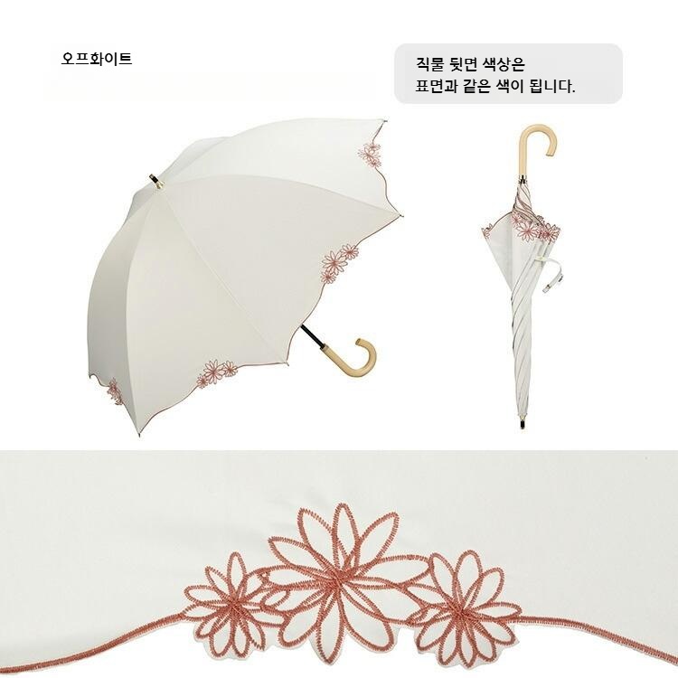 Wpc 돔 림 플라워 장우산 차광 우양산 일본양산 UV차단 네이비 - 상세 이미지 2