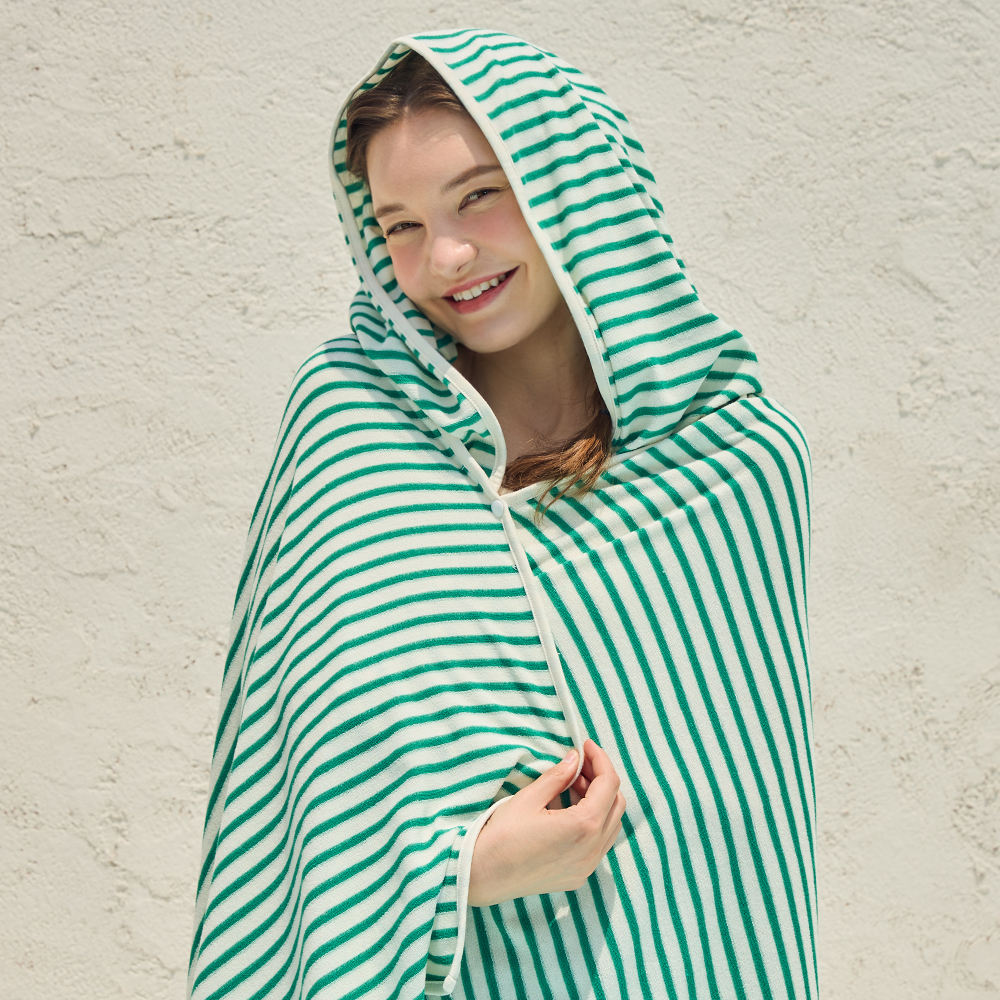 스윔어바웃 망또 비치 타올 특대형 물놀이 극세사 타월 감성 스트라이프 큰 수건