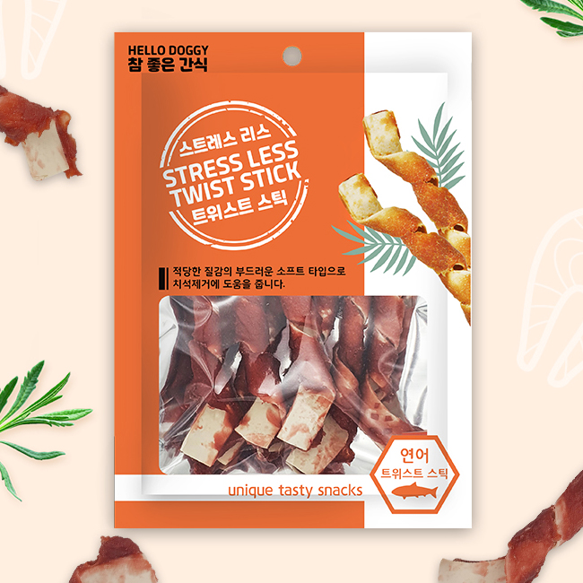헬로도기 강아지육포 강아지저칼로리간식 져키 트위스트연어, 104g, 1개 이미지 4