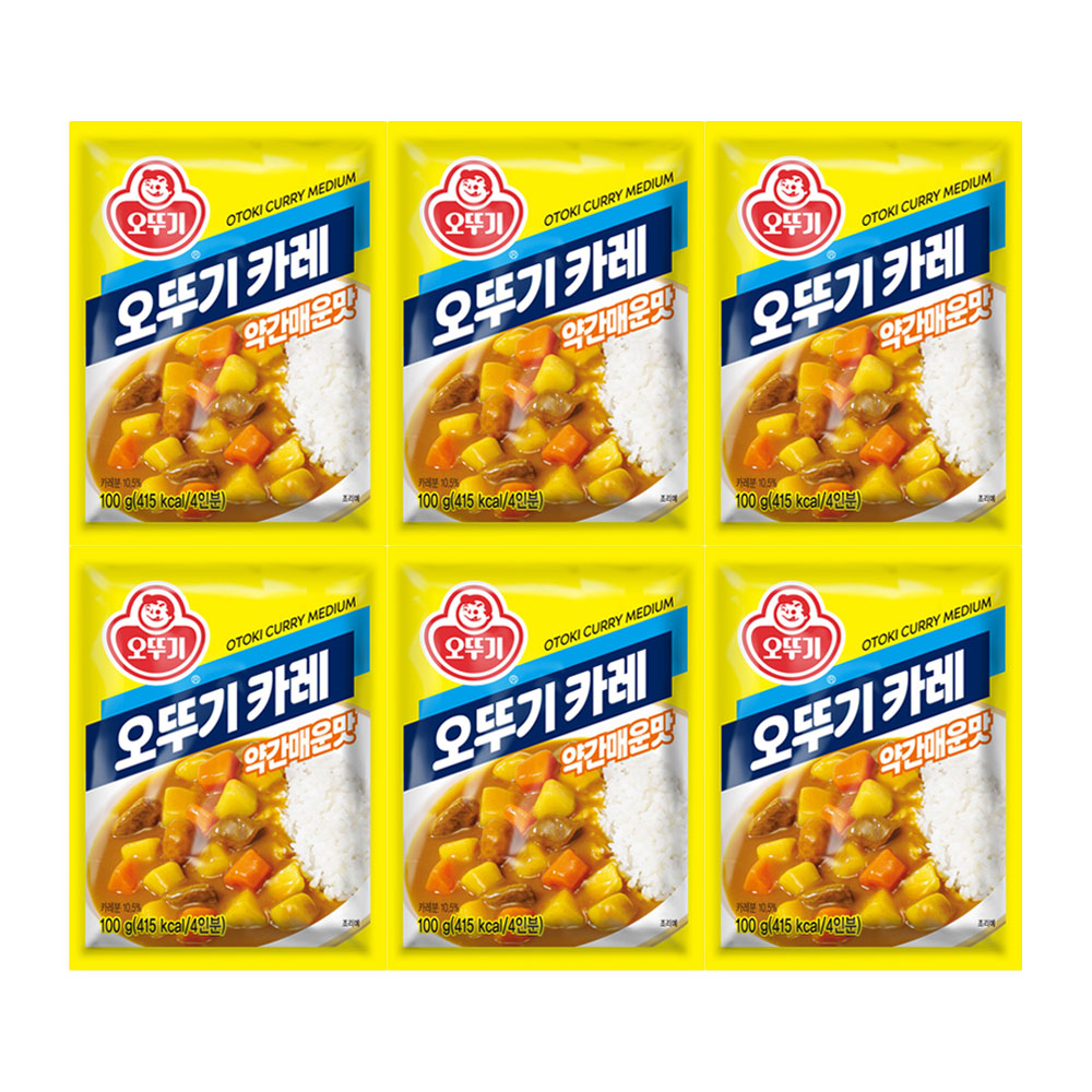 오뚜기 오뚜기카레 약간매운맛, 100g, 6개 - 상품 이미지
