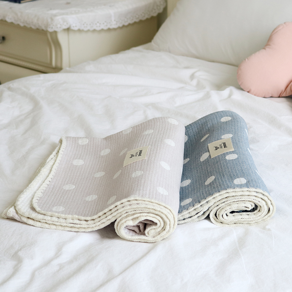 피넛버터젤리 모달 면 도트 누빔3중지 블랭킷 담요 100x140