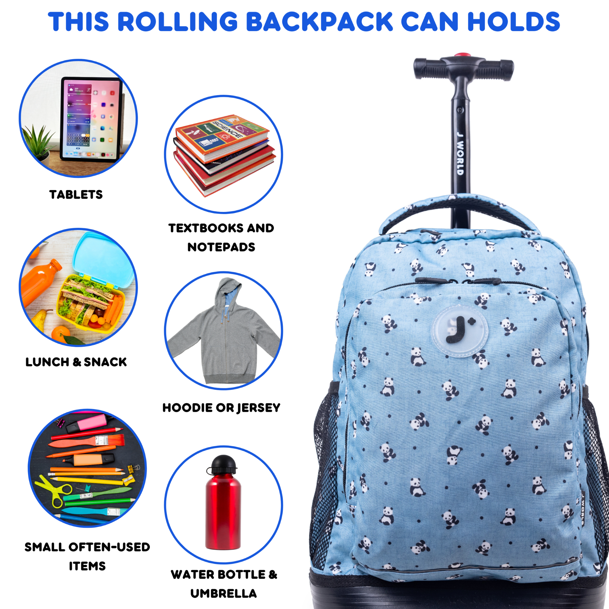 제이월드 43cm 롤링백팩 기내용캐리어 여행가방 학원가방(17인치)