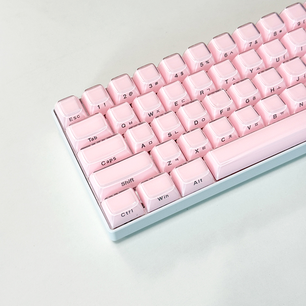 크리스탈 핑크 한글 측각 젤리 푸딩 투명 키캡 OEM PC 이중사출 기계식 키보드 - 상세 이미지 2