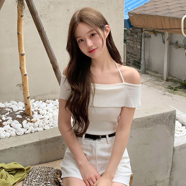 마르센 여리핏 홀터넥 오프숄더 니트 ts4643 - 상품 이미지