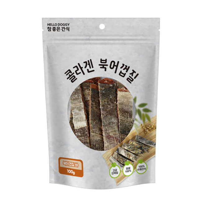 헬로도기 콜라겐북어껍질 강아지황태 보양식 소형견 대형견 간식 바형, 100g, 1개 - 메인 이미지