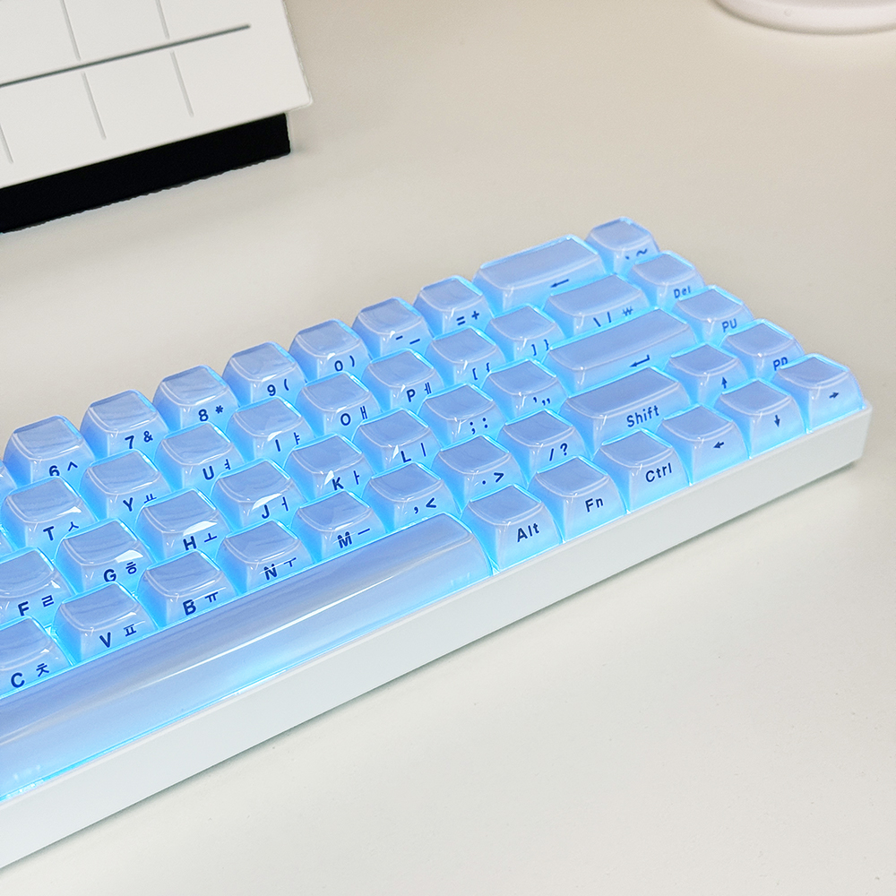 크리스탈 블루 한글 측각 젤리 푸딩 투명 키캡 OEM PC 이중사출 기계식 키보드 이미지 8