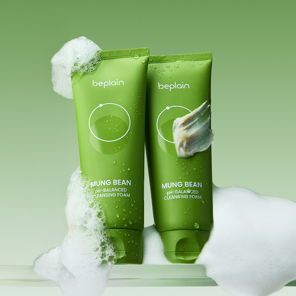 [+40ml 증정] 대용량 비플레인 녹두 약산성 클렌징폼 160ml, 2개