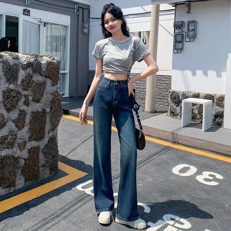 여름 기장선택 하이웨스트 와이드 팬츠 빈티지 워싱 롱  Y2K 데일리룩 35058 - 상세 이미지 4