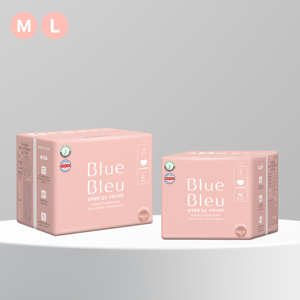 블루블루 유기농 순면커버 입는 오버나이트 생리대 M/L (4p) - 상품 이미지