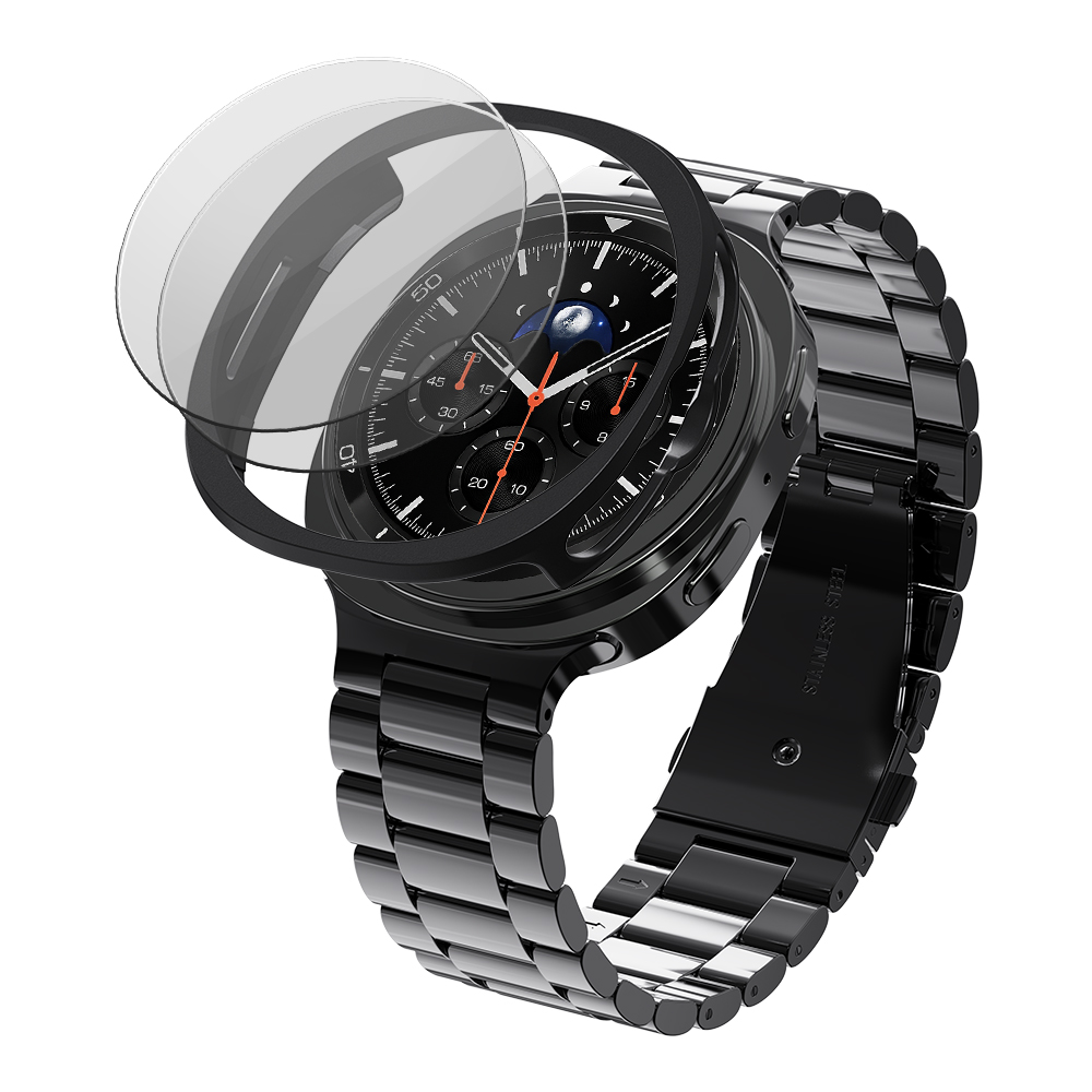 갤럭시워치 메탈 스트랩+하드 케이스+강화유리 갤럭시워치8 클래식, 46mm, 실버 이미지 4