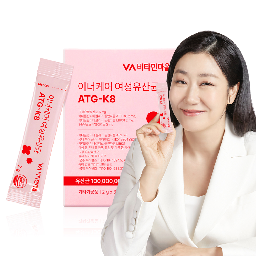 비타민마을 특허 여성 질유래 유산균 함유 이너케어 여성유산균 ATG-K8 30포, 1개 - 상품 이미지