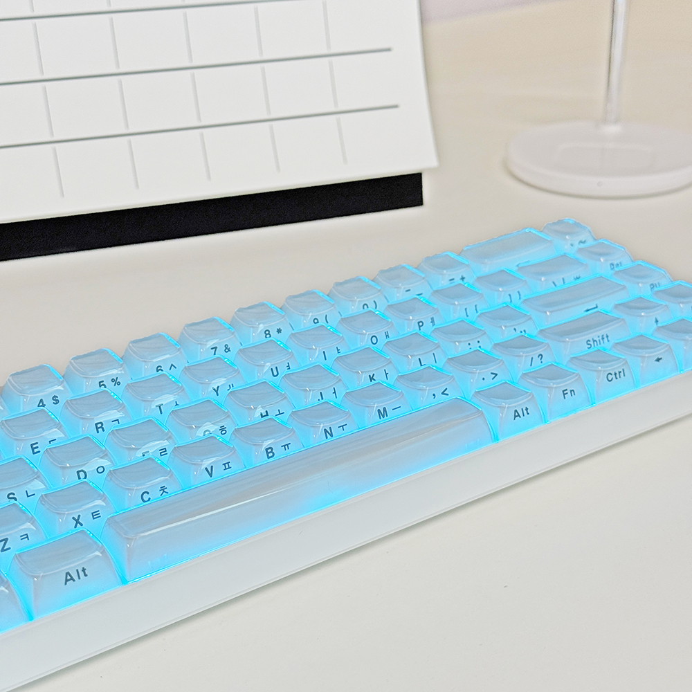 크리스탈 화이트 한글 측각 젤리 푸딩 투명 키캡 OEM PC 이중사출 기계식 키보드 - 상세 이미지 5