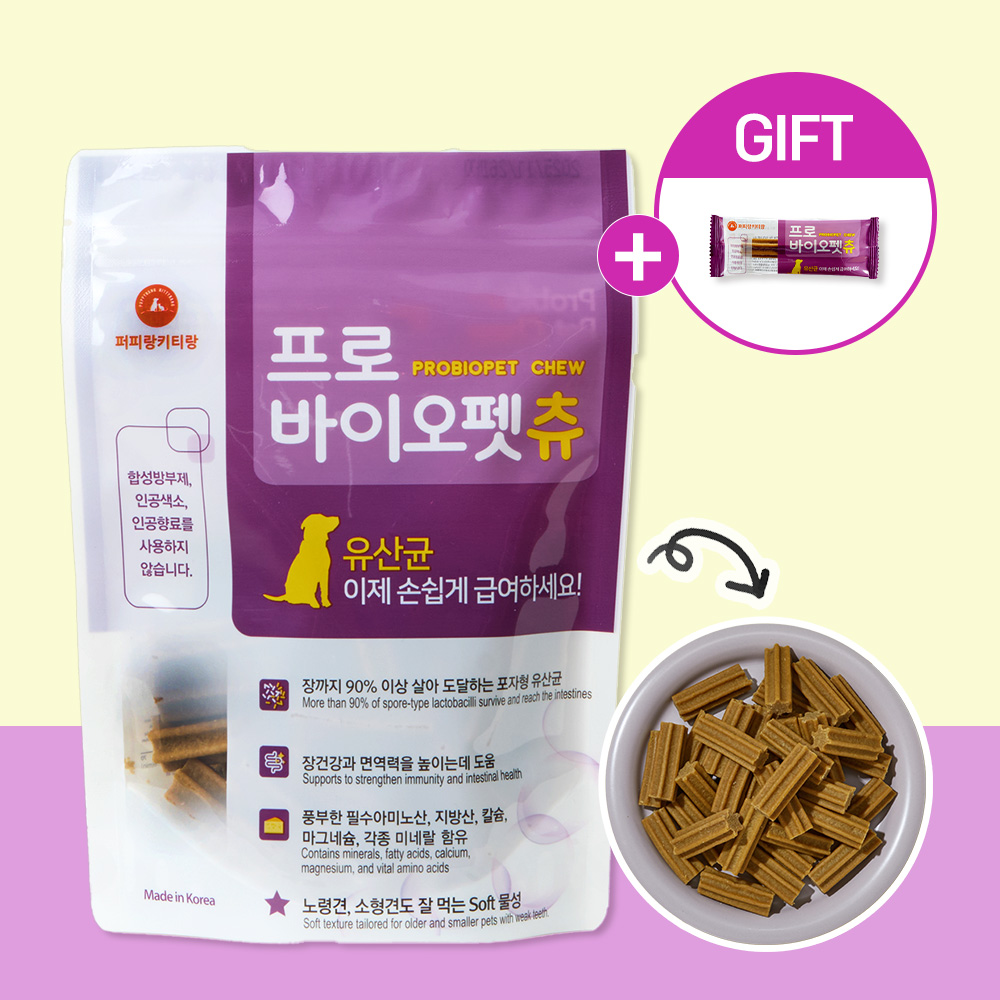 프로바이오펫츄 강아지 유산균 영양제 장건강 치석제거 36개입, 180g, 1개