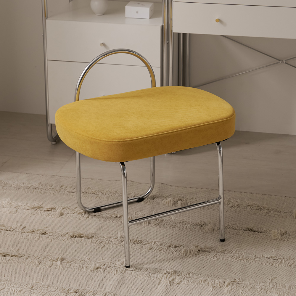 엘라 스툴 패브릭 화장대 의자 글래시머스타드 CNM241C