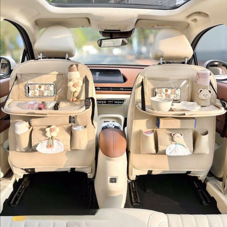 자동차 뒷좌석 수납테이블 앞좌석 걸이형 수납포켓 카키 / 커피 꽃잎