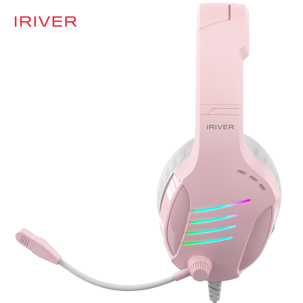 아이리버 노이즈캔슬링마이크 레이보우LED USB 게이밍 헤드셋 EQwear-G7H 핑크 이미지 8