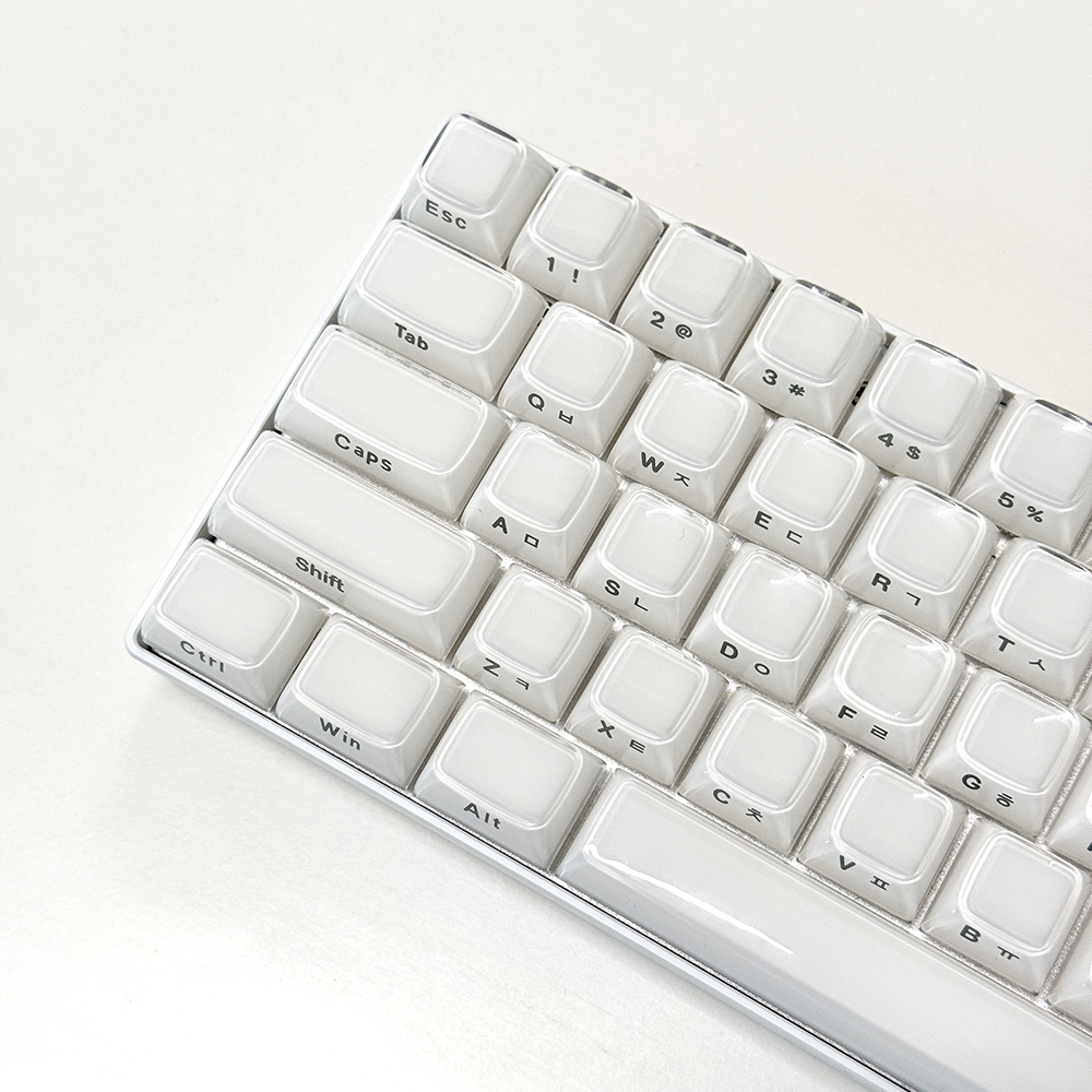 크리스탈 화이트 한글 측각 젤리 푸딩 투명 키캡 OEM PC 이중사출 기계식 키보드