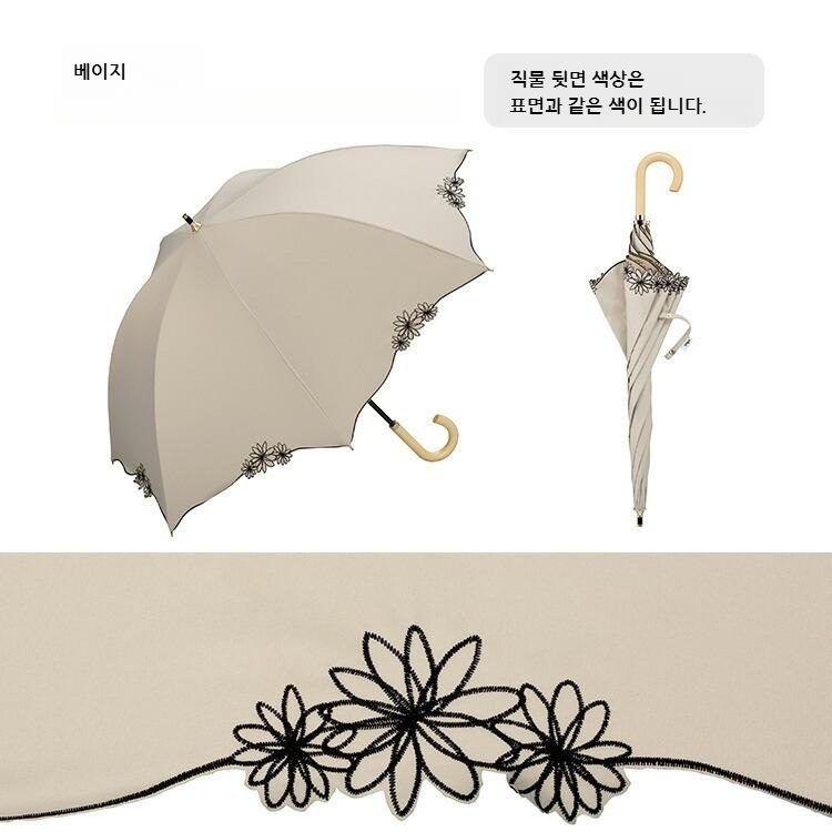 Wpc 돔 림 플라워 장우산 차광 우양산 일본양산 UV차단 네이비 - 상세 이미지 3