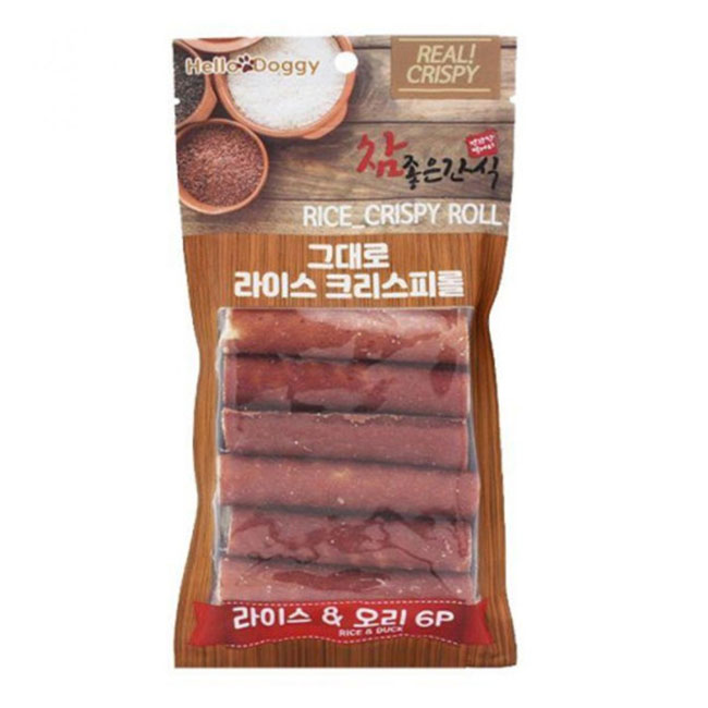 헬로도기 라이스크리스피 강아지뻥튀기 강아지 과자 쿠키 간식 오리+라이스, 60g, 1개 - 메인 이미지