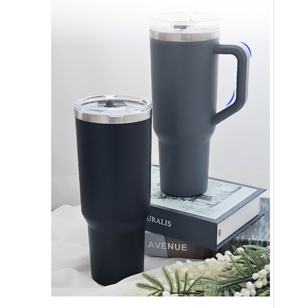대용량 텀블러 남성 보온 보냉텀블러 사무용 차량용 삘데 손잡이 스텐 1120ml - 상품 이미지