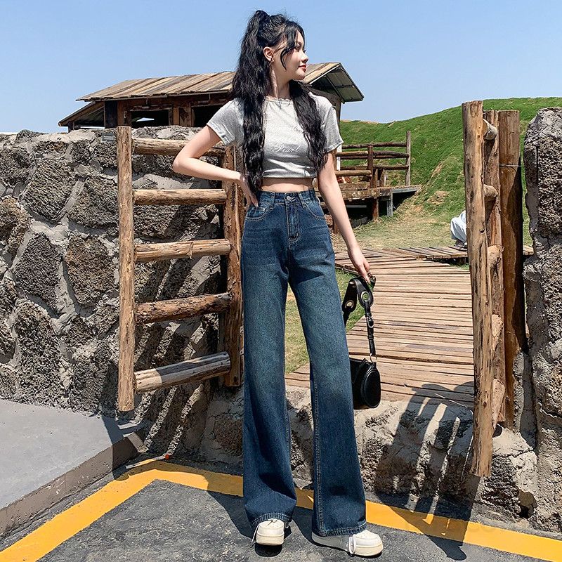 여름 기장선택 하이웨스트 와이드 팬츠 빈티지 워싱 롱  Y2K 데일리룩 35058 - 상세 이미지 2