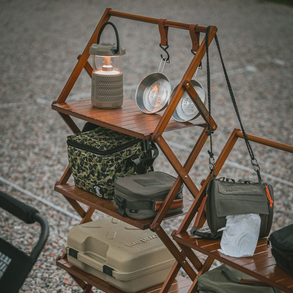 원스위크라이프 행어 캠핑 선반 접이식 우드 쉘프 수납 장 4단, 네추럴