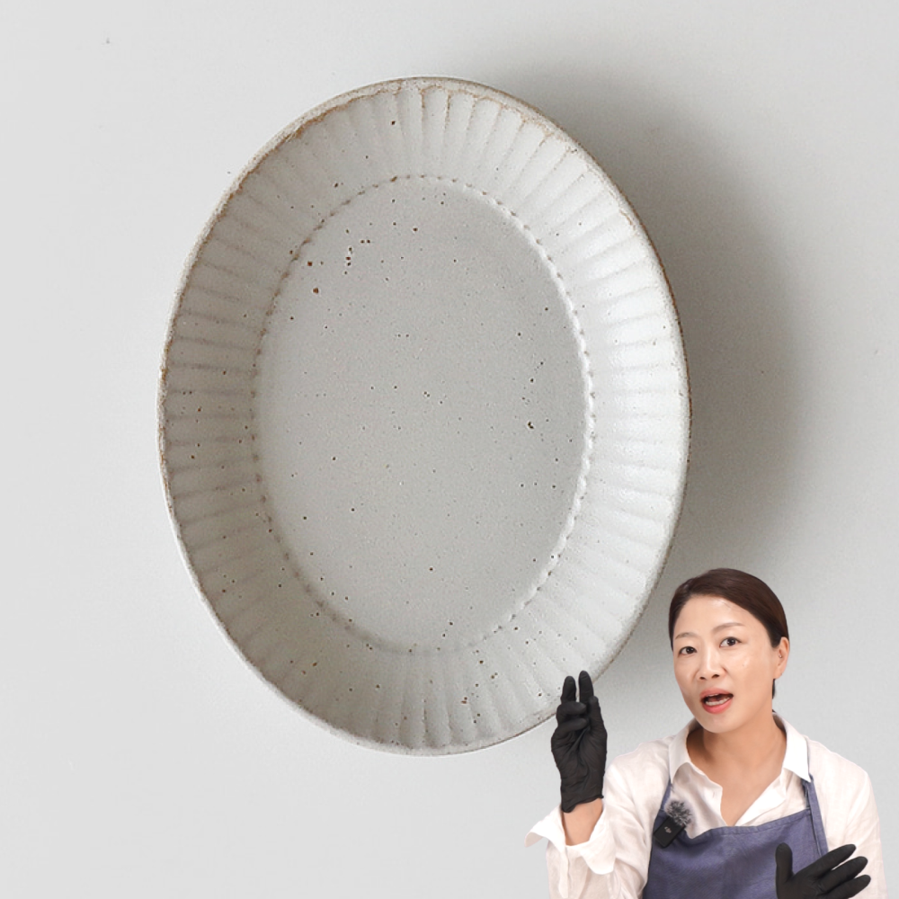 시노 길쭉한 화이트 예쁜 브런치 그릇 타원접시 14cm - 상품 이미지