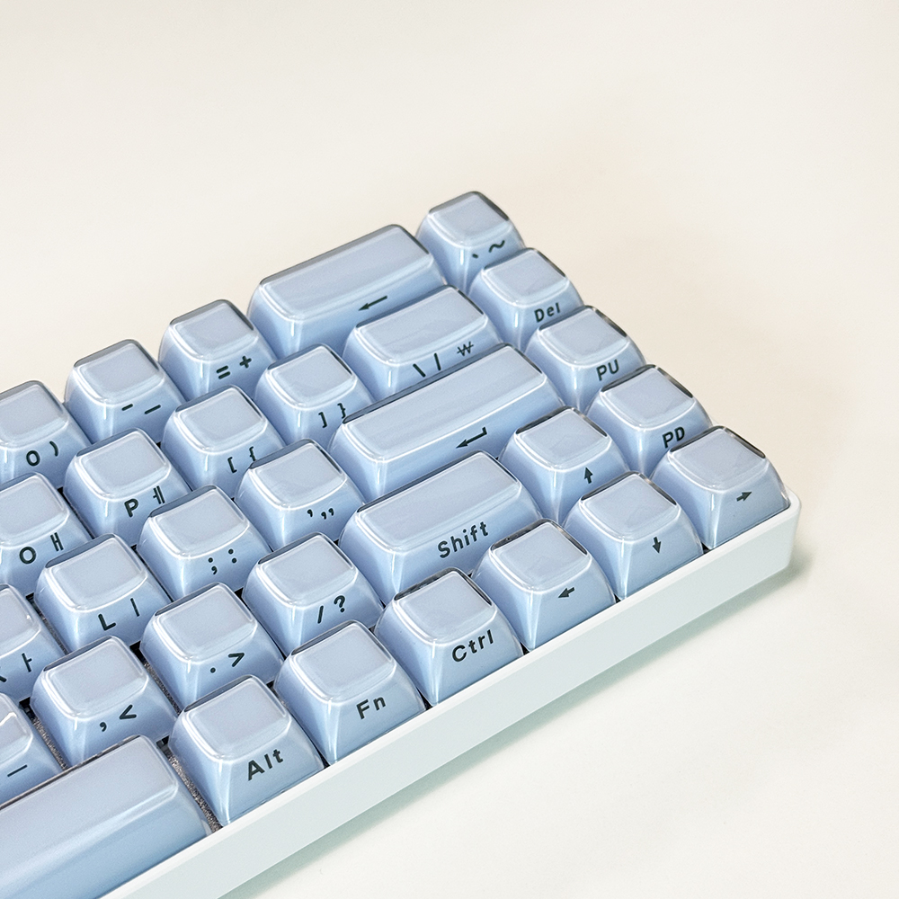크리스탈 블루 한글 측각 젤리 푸딩 투명 키캡 OEM PC 이중사출 기계식 키보드 - 상세 이미지 3