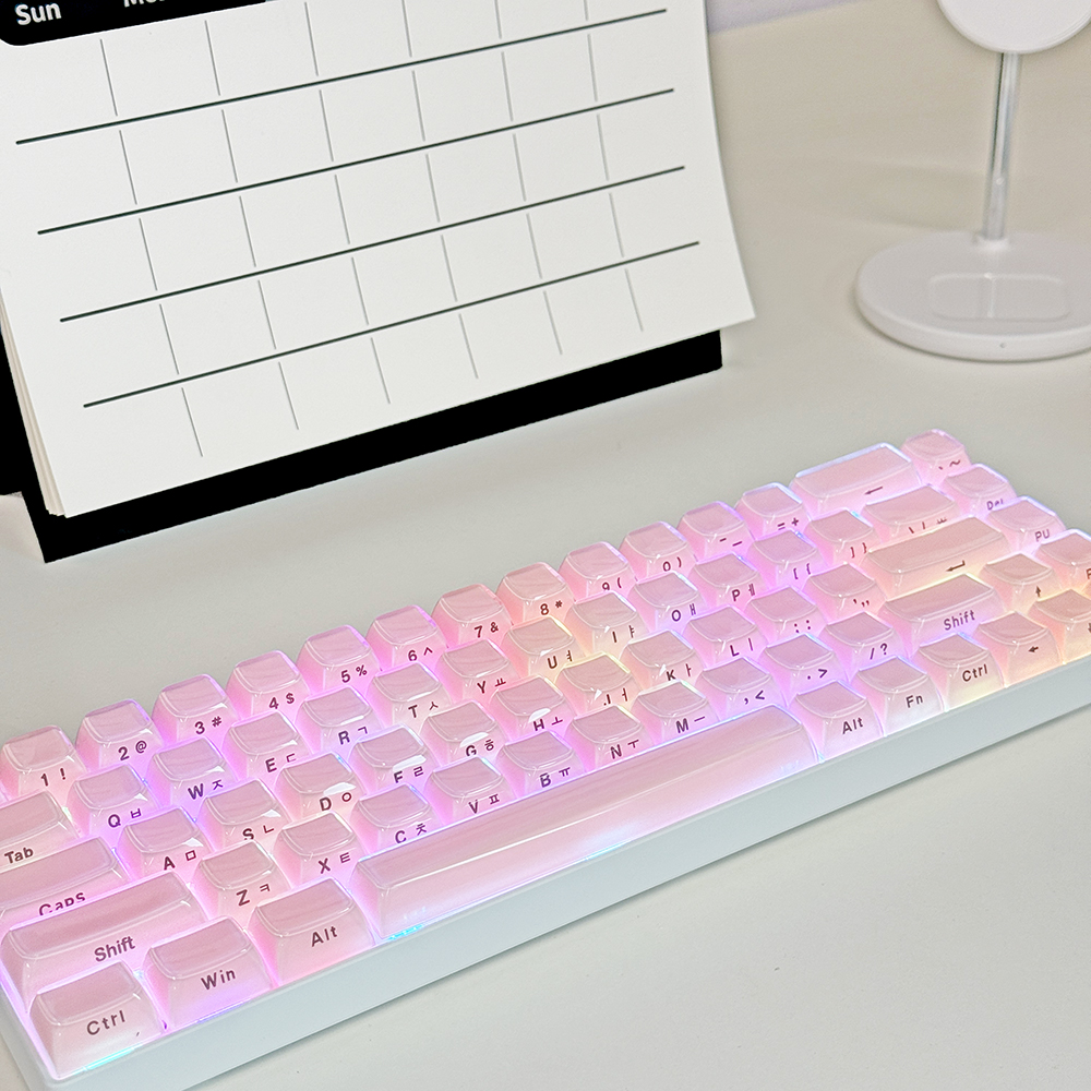 크리스탈 핑크 한글 측각 젤리 푸딩 투명 키캡 OEM PC 이중사출 기계식 키보드 이미지 6