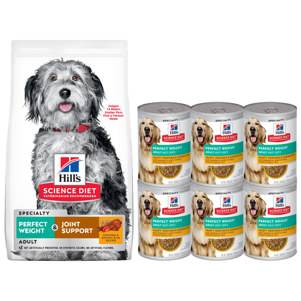 [기획세트] 힐스 강아지사료 퍼펙트 웨이트 스튜 X 6개 + 퍼펙트 웨이트&조인트 서포트 5.4kg