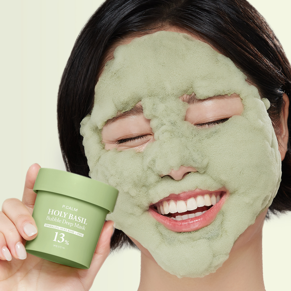 [올리브영 1위템] 피캄 홀리바질 버블 딥 마스크 90g / 모공 저자극클렌저 피지 블랙헤드 워시오프팩 버블팩