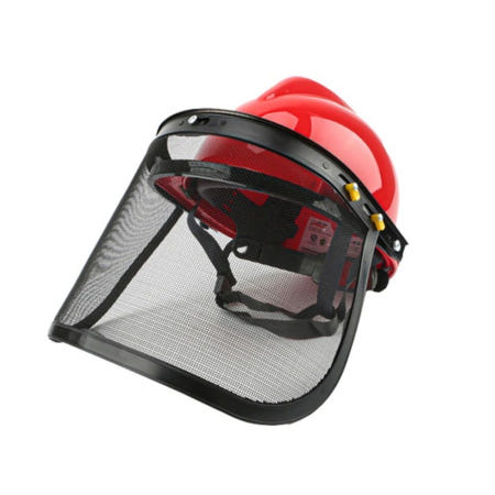 예초 작업 안전보호구 안면보호장비 헬맷형 철망 마스 예초기마스크(레드)