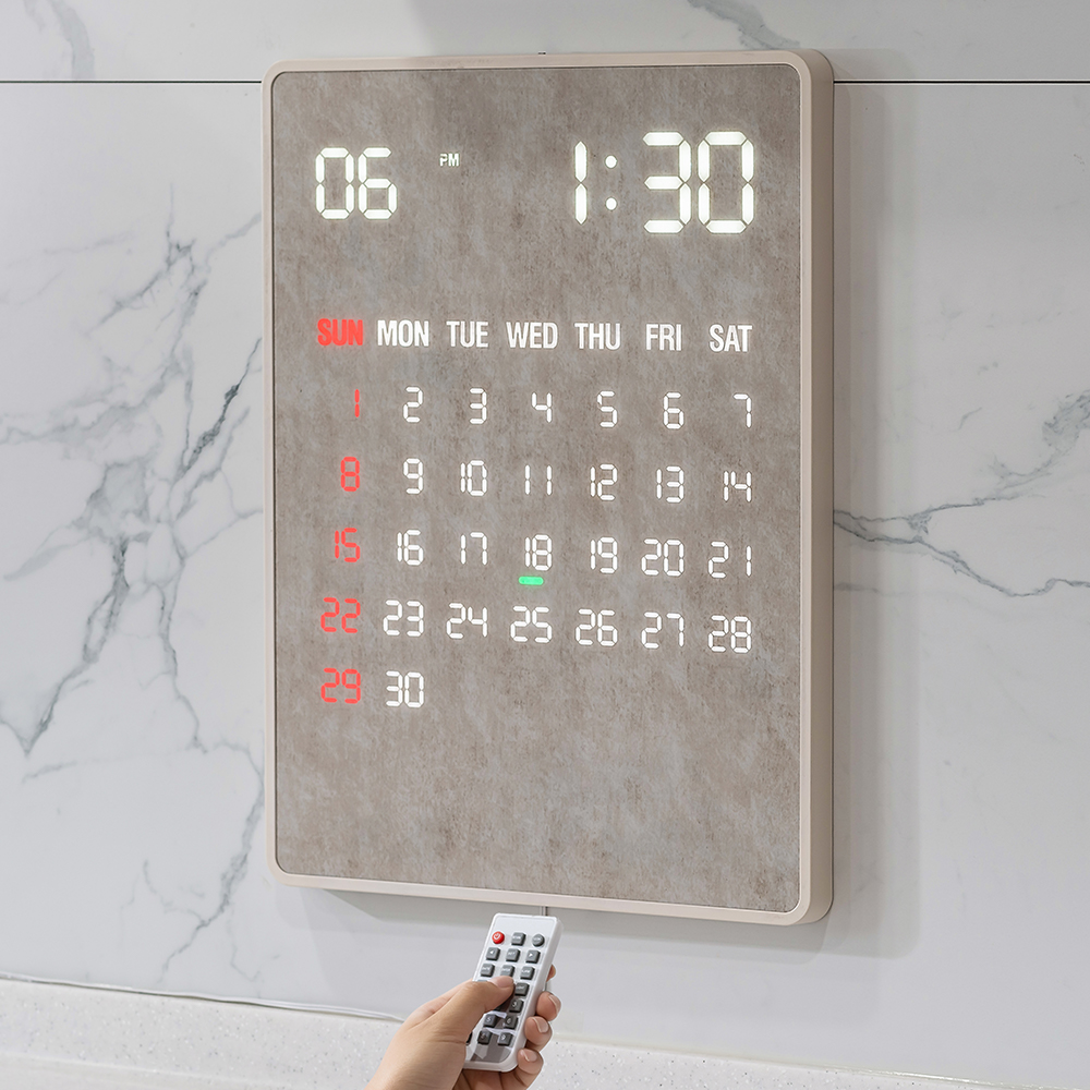 국산 루나리스 GPS 전파 수신 LED 벽시계 디지털 전자 달력 인테리어 무소음 벽걸이시계 리멤버