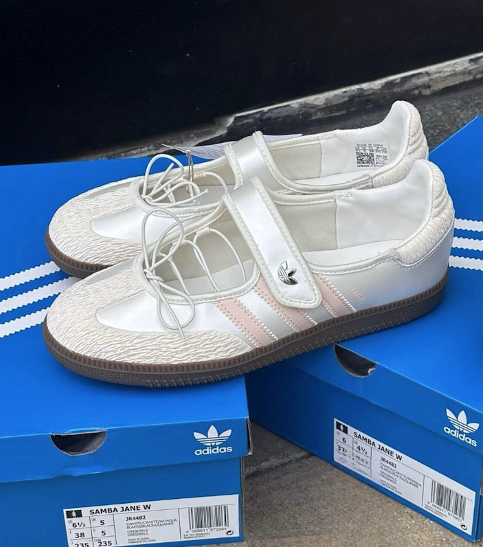 아디다스 우먼스 오리지널 삼바 메리제인 발레코어 화이트 핑크 JR4482