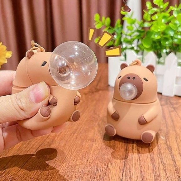 풍선 부는 카피바라 키링 인형 피규어 키홀더 가방고리 백꾸 가꾸 쓸없선 킹받는 선물 - 상품 이미지