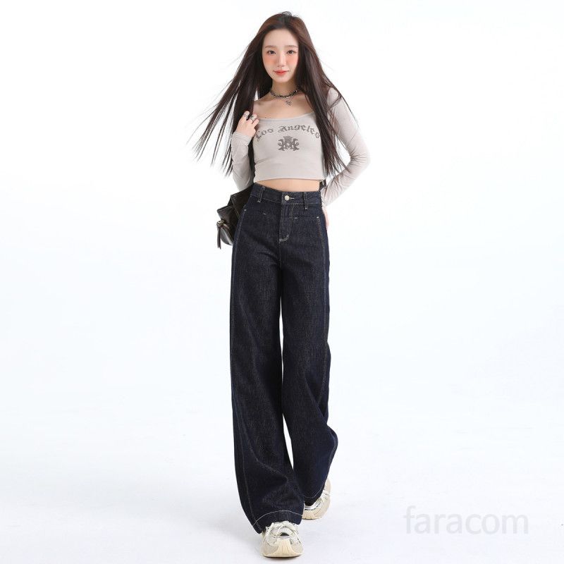 여름 기장선택 하이웨스트 와이드 팬츠 생지 데님 롱  Y2K 스트릿 데일리룩 6232 - 상세 이미지 2