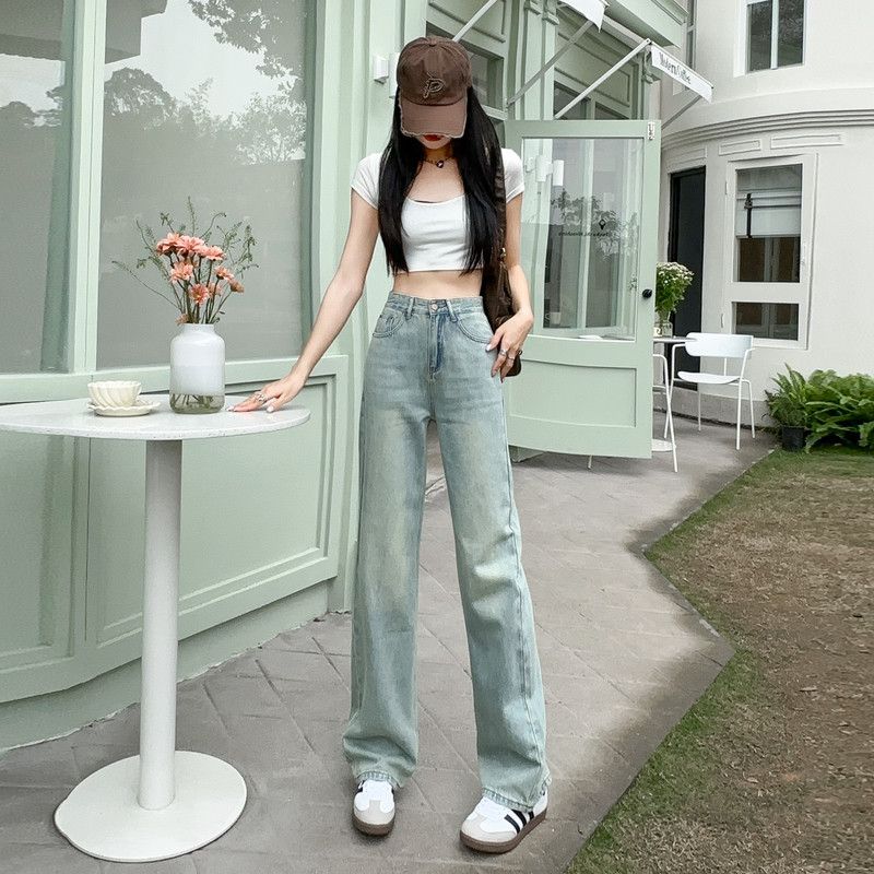 봄 여름 3가지기장 하이웨스트 와이드 팬츠 빈티지 워싱 롱  Y2K 데일리룩 A18 - 상세 이미지 2