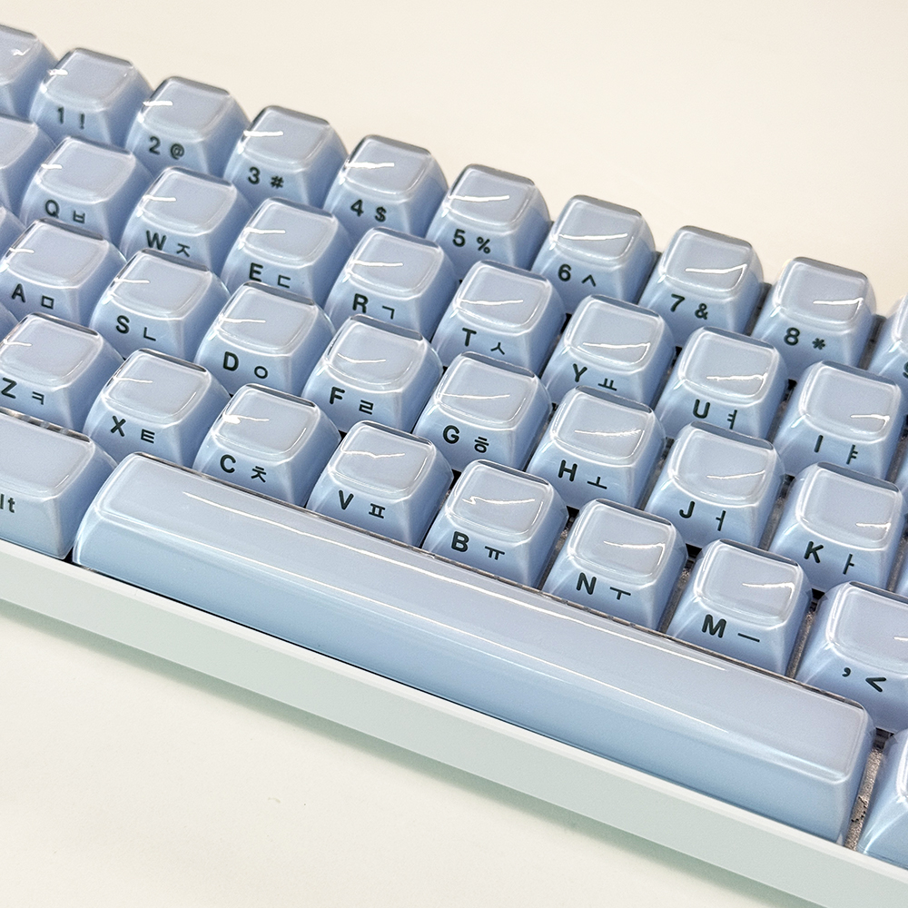 크리스탈 블루 한글 측각 젤리 푸딩 투명 키캡 OEM PC 이중사출 기계식 키보드 - 상세 이미지 2