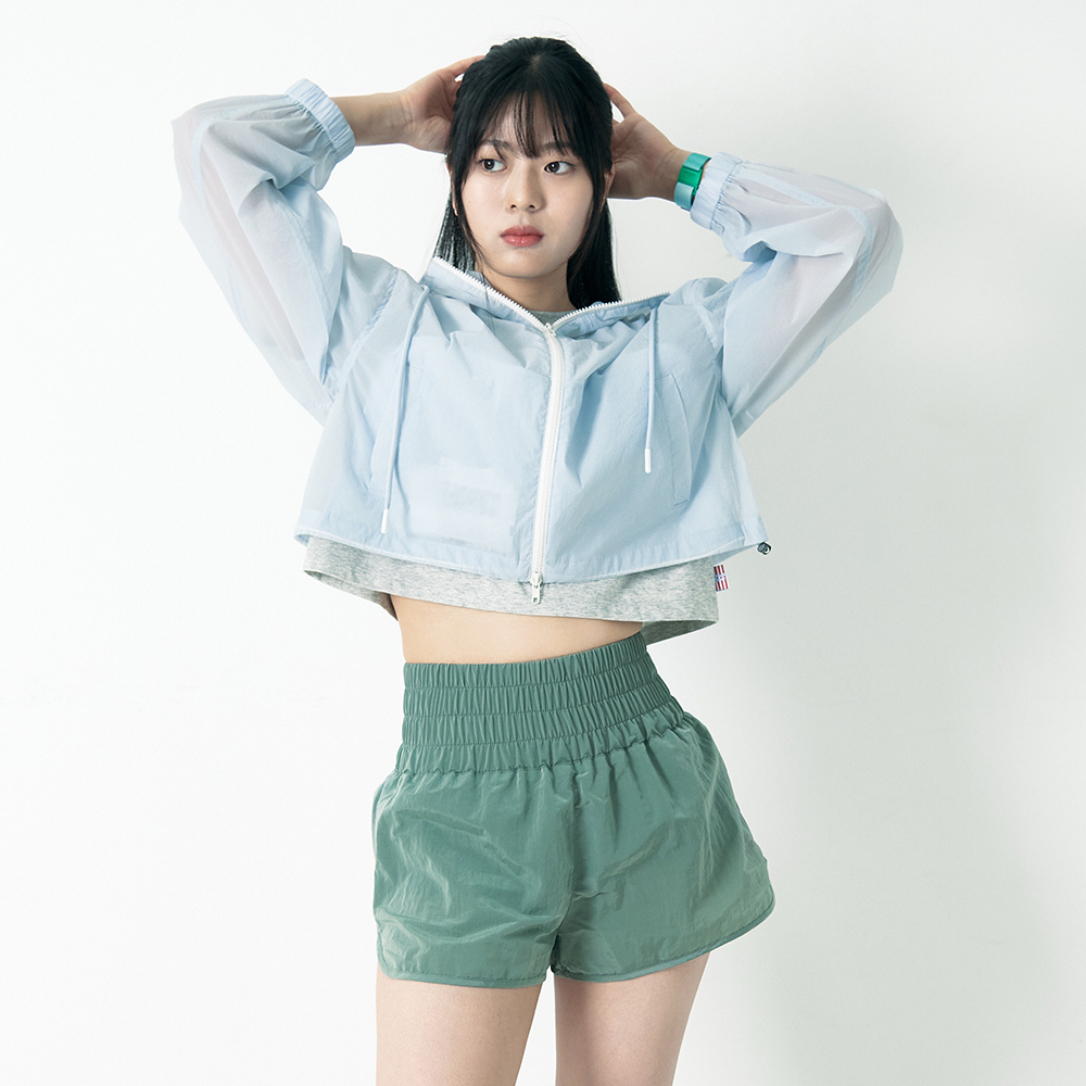 피지컬베이커리 하이웨스트 글레이즈 쇼츠 나일론 러닝 바스락 숏팬츠 3부 올리브카키, S - 상세 이미지 4