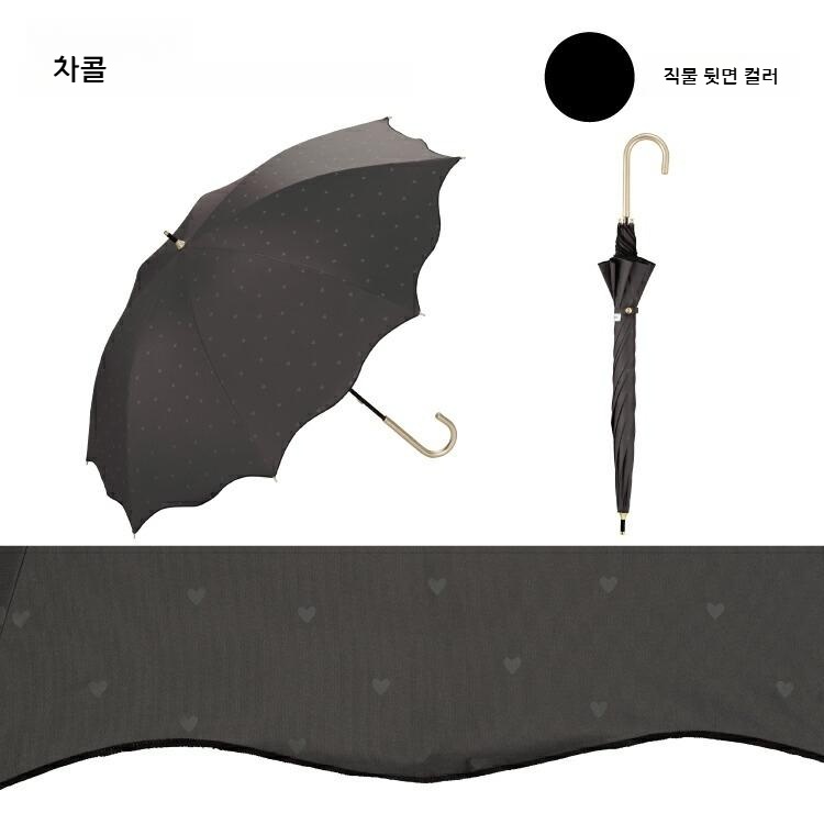 Wpc UV컷 차광 하트 패턴 장우산 장양산 일본양산 핑크 - 상세 이미지 5