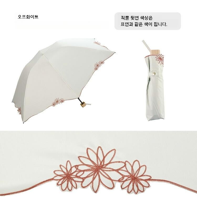 Wpc 플라워 자수 접이식 돔 양산 우양산 일본양산 UV차단 네이비 - 상세 이미지 3